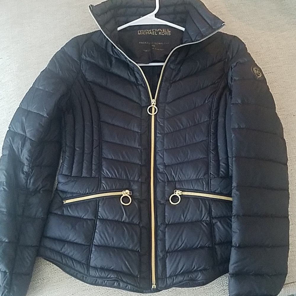 Michael kors black packable down filled jacket.